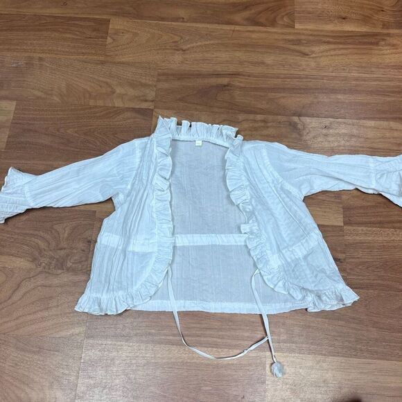 Bug Zoo Girls White Ruffled Long Sleeve Cotton Wrap Top Size Toddler 1 year - Picture 4 of 11